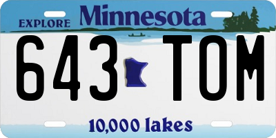 MN license plate 643TOM