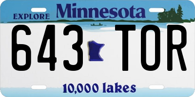 MN license plate 643TOR
