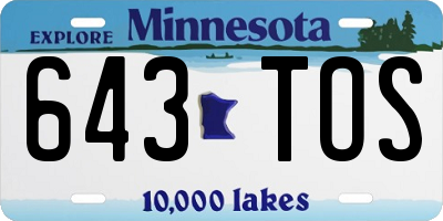 MN license plate 643TOS