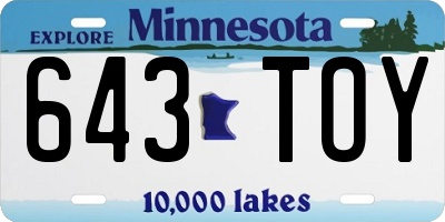 MN license plate 643TOY