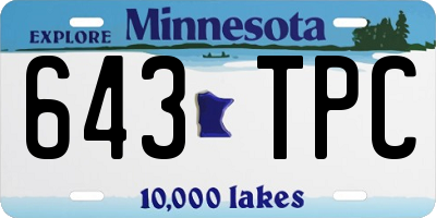 MN license plate 643TPC