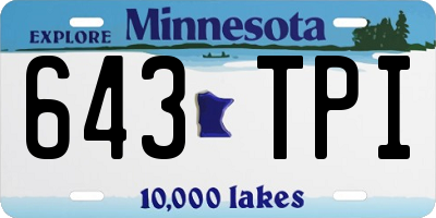 MN license plate 643TPI