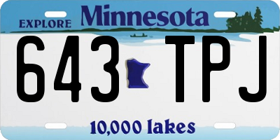 MN license plate 643TPJ