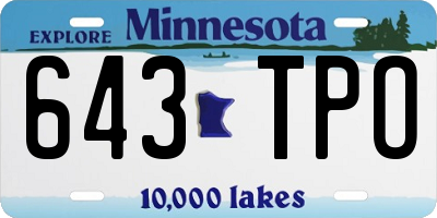MN license plate 643TPO