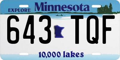 MN license plate 643TQF