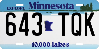 MN license plate 643TQK