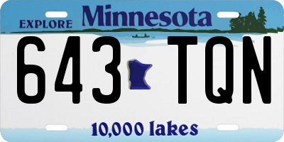 MN license plate 643TQN