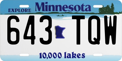 MN license plate 643TQW