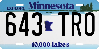 MN license plate 643TRO