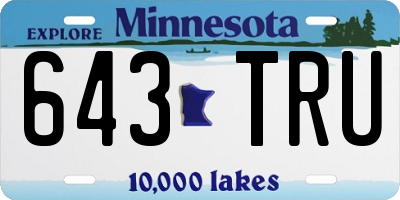 MN license plate 643TRU