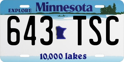 MN license plate 643TSC
