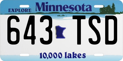 MN license plate 643TSD