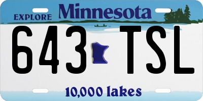 MN license plate 643TSL