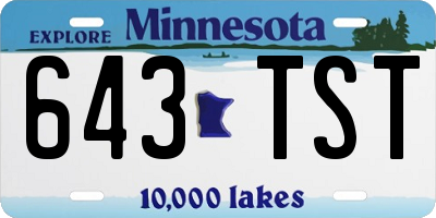 MN license plate 643TST