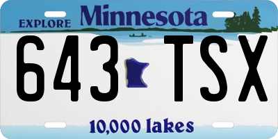 MN license plate 643TSX