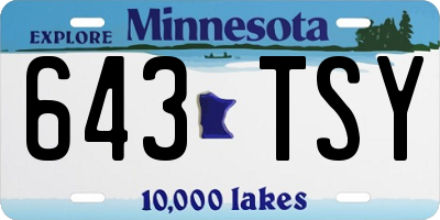 MN license plate 643TSY