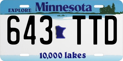 MN license plate 643TTD