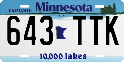 MN license plate 643TTK
