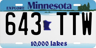 MN license plate 643TTW