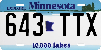 MN license plate 643TTX