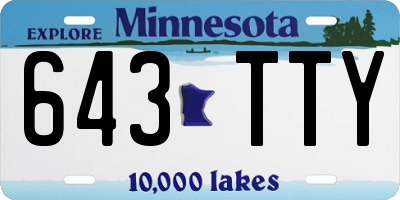 MN license plate 643TTY