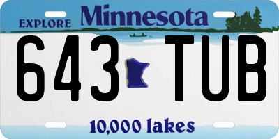 MN license plate 643TUB