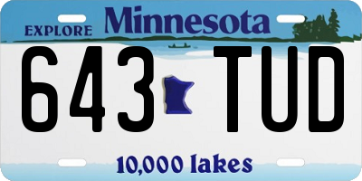 MN license plate 643TUD