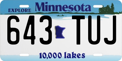 MN license plate 643TUJ