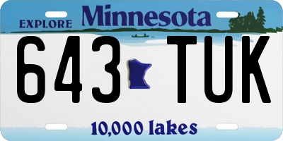 MN license plate 643TUK