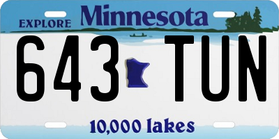 MN license plate 643TUN