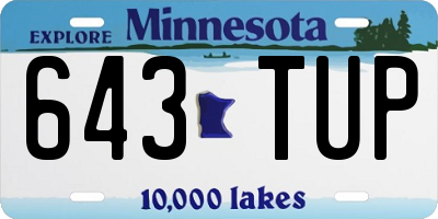 MN license plate 643TUP