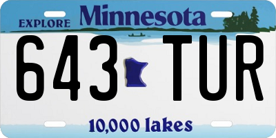 MN license plate 643TUR
