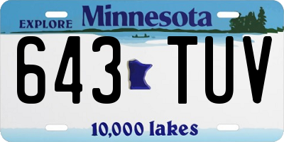 MN license plate 643TUV