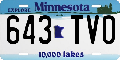 MN license plate 643TVO