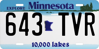MN license plate 643TVR