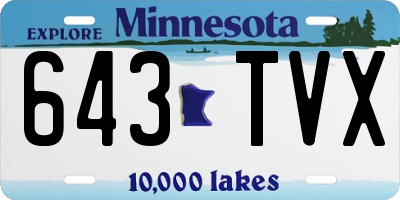 MN license plate 643TVX