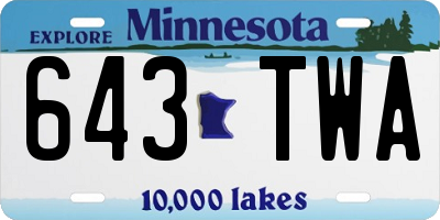 MN license plate 643TWA