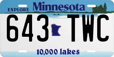 MN license plate 643TWC
