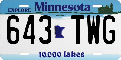 MN license plate 643TWG