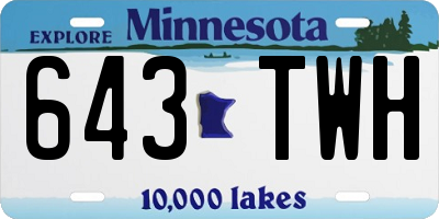 MN license plate 643TWH