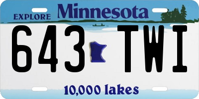 MN license plate 643TWI