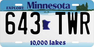 MN license plate 643TWR
