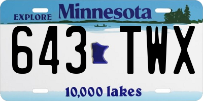 MN license plate 643TWX