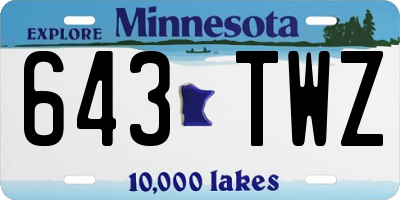 MN license plate 643TWZ