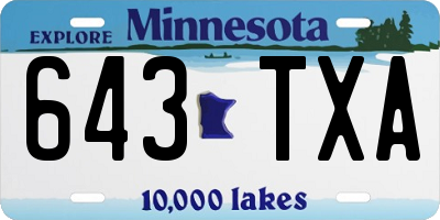 MN license plate 643TXA