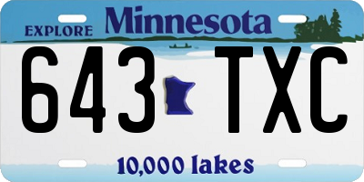 MN license plate 643TXC