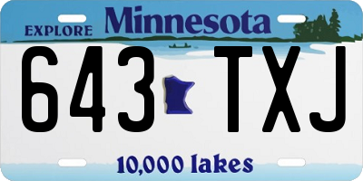 MN license plate 643TXJ