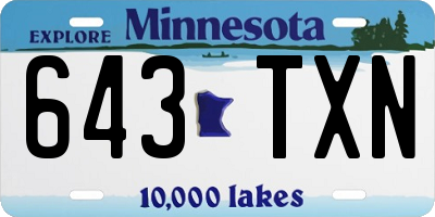 MN license plate 643TXN