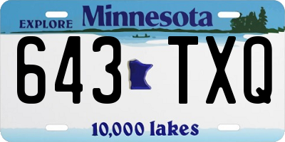 MN license plate 643TXQ