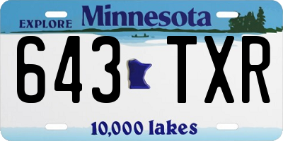 MN license plate 643TXR